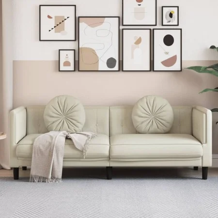 Cream velvet 3-seater sofa with cushions by , Sofas - Ref: Foro24-372649, Price: 273,67 €, Discount: %