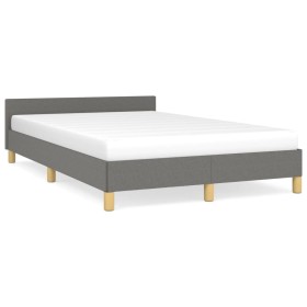 Bed frame with headboard dark gray fabric 120x190 cm by , Beds and slatted bases - Ref: Foro24-379535, Price: 115,39 €, Disco...