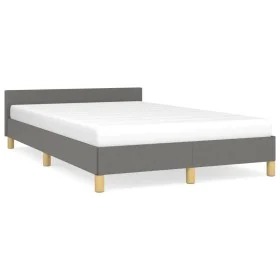 Bed frame with headboard dark gray fabric 120x190 cm by , Beds and slatted bases - Ref: Foro24-379535, Price: 113,55 €, Disco...