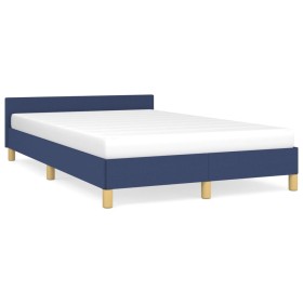 Estructura de cama con cabecero tela azul 120x190 cm