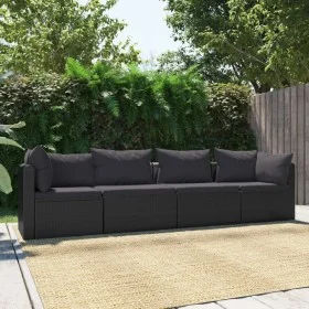 4-piece garden sofa set with black synthetic rattan cushions by vidaXL, Modular outdoor sofas - Ref: Foro24-46558, Price: 281...