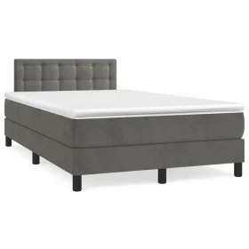 Box spring bed with mattress and LED dark gray velvet 120x190 cm by , Beds and slatted bases - Ref: Foro24-3270178, Price: 39...