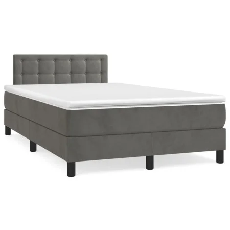 Box spring bed with mattress and LED dark gray velvet 120x190 cm by , Beds and slatted bases - Ref: Foro24-3270178, Price: 39...