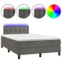 Box spring bed with mattress and LED dark gray velvet 120x190 cm by , Beds and slatted bases - Ref: Foro24-3270178, Price: 39...