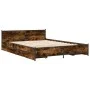 Cama con cajones madera de ingeniería roble ahumado 120x200 cm de , Camas y somieres - Ref: Foro24-3279939, Precio: 173,57 €,...