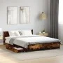 Cama con cajones madera de ingeniería roble ahumado 120x200 cm de , Camas y somieres - Ref: Foro24-3279939, Precio: 173,57 €,...