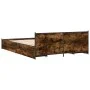Cama con cajones madera de ingeniería roble ahumado 120x200 cm de , Camas y somieres - Ref: Foro24-3279939, Precio: 173,57 €,...
