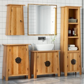 Conjunto de muebles de baño 4 piezas madera maciza de pino