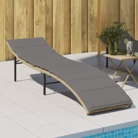 Liege mit beigem synthetischem Rattankissen 55x199x50 cm von , Liegen - Ref: Foro24-368249, Preis: 123,82 €, Rabatt: %
