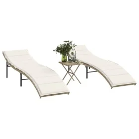 Sun loungers with table 2 units beige synthetic rattan by , Loungers - Ref: Foro24-368254, Price: 234,72 €, Discount: %