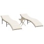 Sun loungers with table 2 units beige synthetic rattan by , Loungers - Ref: Foro24-368254, Price: 158,04 €, Discount: %