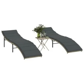 Sun loungers with table 2 units light gray synthetic rattan by , Loungers - Ref: Foro24-368256, Price: 234,72 €, Discount: %