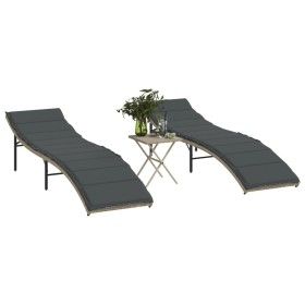 Tumbonas con mesita 2 unidades ratán sintético gris claro de , Tumbonas - Ref: Foro24-368256, Precio: 158,04 €, Descuento: %