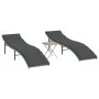 Sun loungers with table 2 units light gray synthetic rattan by , Loungers - Ref: Foro24-368256, Price: 234,72 €, Discount: %