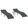 Tumbonas con mesita 2 unidades ratán sintético gris claro de , Tumbonas - Ref: Foro24-368256, Precio: 158,04 €, Descuento: %