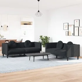 2-piece black velvet sofa set with cushions by , Sofas - Ref: Foro24-3209262, Price: 538,62 €, Discount: %