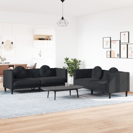 2-piece black velvet sofa set with cushions by , Sofas - Ref: Foro24-3209262, Price: 553,82 €, Discount: %