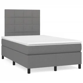 Box spring bed with dark gray fabric mattress 120x190 cm by , Beds and slatted bases - Ref: Foro24-3269882, Price: 422,41 €, ...