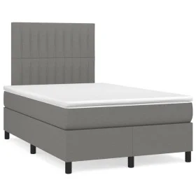 Box spring bed with dark gray fabric mattress 120x190 cm by , Beds and slatted bases - Ref: Foro24-3269896, Price: 415,95 €, ...