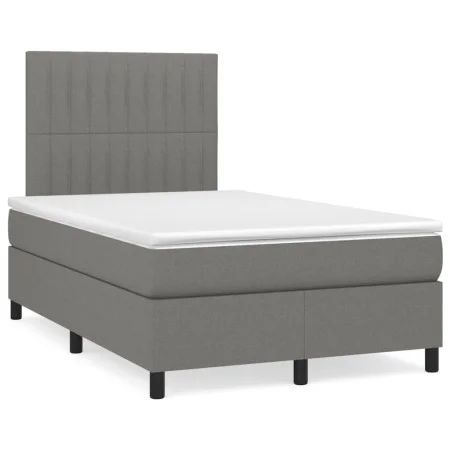 Box spring bed with dark gray fabric mattress 120x190 cm by , Beds and slatted bases - Ref: Foro24-3269896, Price: 415,95 €, ...
