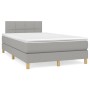 Cama box spring con colchón y LED tela gris claro 120x190 cm