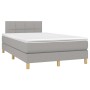 Cama box spring con colchón y LED tela gris claro 120x190 cm