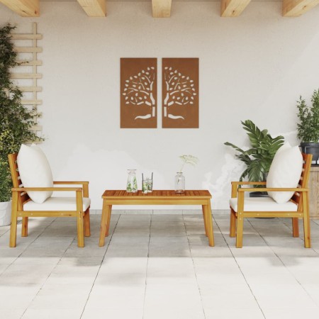 Set de muebles para jardín 3 piezas con cojines madera acacia de , Conjuntos de jardín - Ref: Foro24-3211807, Precio: 252,67 ...