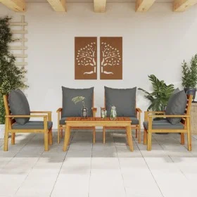 5-piece garden furniture set with solid acacia wood cushions by , Garden sets - Ref: Foro24-3211805, Price: 406,48 €, Discoun...