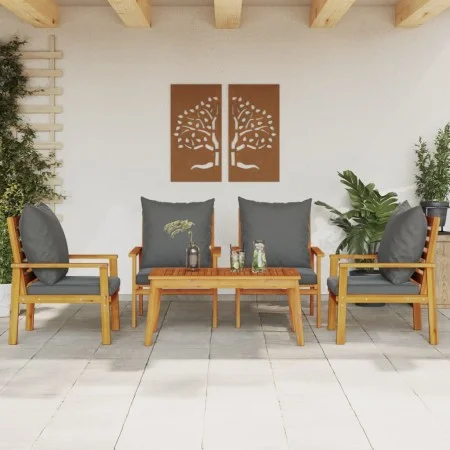 5-piece garden furniture set with solid acacia wood cushions by , Garden sets - Ref: Foro24-3211805, Price: 406,48 €, Discoun...