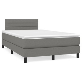 Cama box spring con colchón tela gris oscuro 120x190 cm