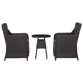 Garden bistro table and chairs 3 pieces and black PE rattan cushions by vidaXL, Garden chairs - Ref: Foro24-46549, Price: 288...