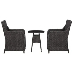 Garden bistro table and chairs 3 pieces and black PE rattan cushions by vidaXL, Garden chairs - Ref: Foro24-46549, Price: 284...