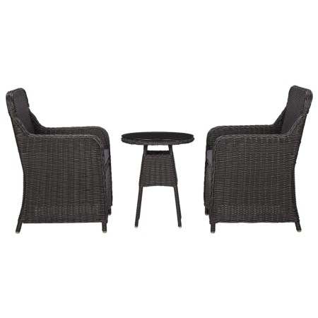 Garden bistro table and chairs 3 pieces and black PE rattan cushions by vidaXL, Garden chairs - Ref: Foro24-46549, Price: 272...