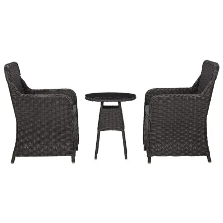 Garten-Bistrotisch und Stühle 3-teilig und schwarze PE-Rattan-Kissen von vidaXL, Gartenstühle - Ref: Foro24-46549, Preis: 284...