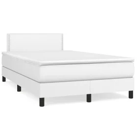 Box spring bed with white synthetic leather mattress 120x190 cm by , Beds and slatted bases - Ref: Foro24-3269814, Price: 436...