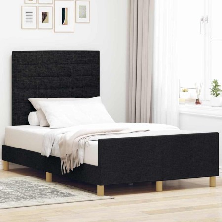 Estructura de cama con cabecera Negro 120 x 200 cm tela