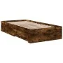 Smoked oak engineered wood bed with drawers 90x200 cm by , Beds and slatted bases - Ref: Foro24-3280430, Price: 110,16 €, Dis...