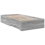 Sonoma gray engineered wood bed with drawers 100x200 cm by , Beds and slatted bases - Ref: Foro24-3280424, Price: 114,99 €, D...