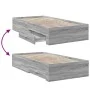 Sonoma gray engineered wood bed with drawers 100x200 cm by , Beds and slatted bases - Ref: Foro24-3280424, Price: 114,99 €, D...