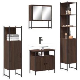 4-teiliges Badezimmermöbel-Set aus braunem Eichensperrholz von , Badezimmermöbel - Ref: Foro24-3214709, Preis: 242,00 €, Raba...