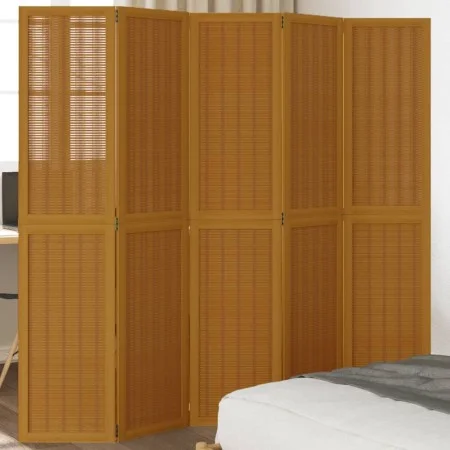 5-panel partition screen solid brown paulownia wood by , Room dividers - Ref: Foro24-358822, Price: 112,77 €, Discount: %
