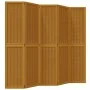 Biombo separador de 5 paneles madera maciza paulownia marrón de , Divisores de ambientes - Ref: Foro24-358822, Precio: 112,77...
