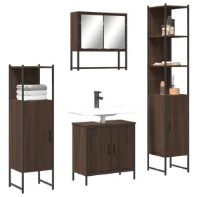 4-piece bathroom furniture set in brown oak plywood by , Bathroom furniture - Ref: Foro24-3214714, Price: 243,71 €, Discount: %