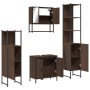 Set de muebles baño 4 pzas madera contrachapada roble marrón