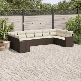 Set de sofás de jardín 10 pzas y cojines ratán sintético marrón de , Conjuntos de jardín - Ref: Foro24-3219463, Precio: 659,3...