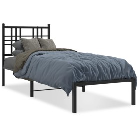 Bettgestell mit schwarzem Metallkopfteil 75x190 cm von , Betten und Lattenroste - Ref: Foro24-376314, Preis: 67,22 €, Rabatt: %