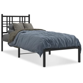 Estructura de cama con cabecero metal negro 75x190 cm