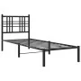 Bed frame with black metal headboard 75x190 cm by , Beds and slatted bases - Ref: Foro24-376314, Price: 66,16 €, Discount: %