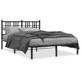 Bed frame with black metal headboard 120x190 cm by , Beds and slatted bases - Ref: Foro24-376321, Price: 103,37 €, Discount: %