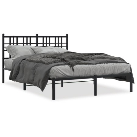 Estructura de cama con cabecero metal negro 120x190 cm de , Camas y somieres - Ref: Foro24-376321, Precio: 105,21 €, Descuent...